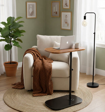 Height Adjustable C- shaped sofa side Table